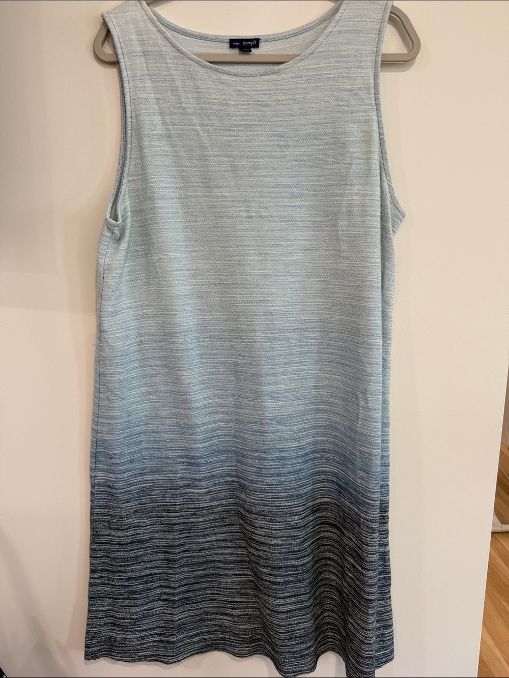 Pure Jill Ombre Sleeveless Midi Dress in Light Blue to Navy